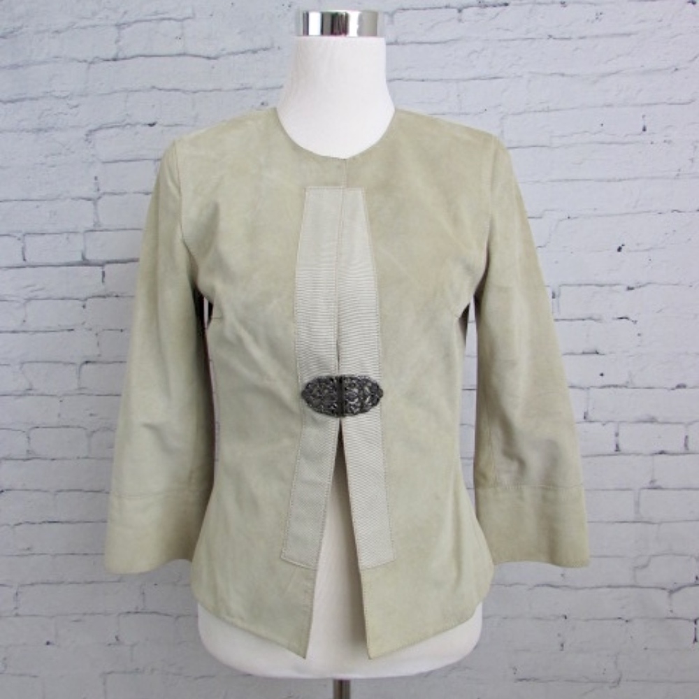 Elie Tahari Leather Jacket Blazer Small